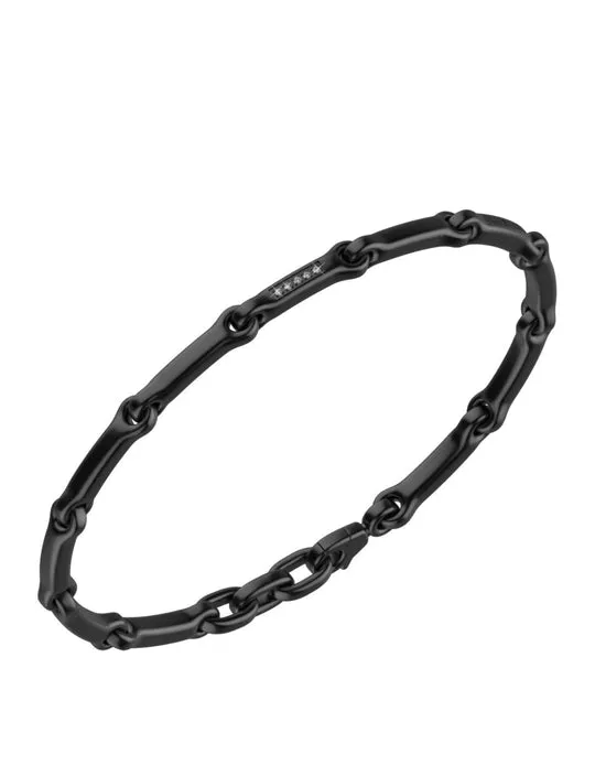 Bikkembergs Bracciale Uomo Hammer In Acciaio Nero Con Diamanti Bianchi
