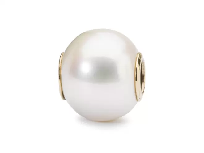 Trollbeads Bead Perla Bianca Con Oro