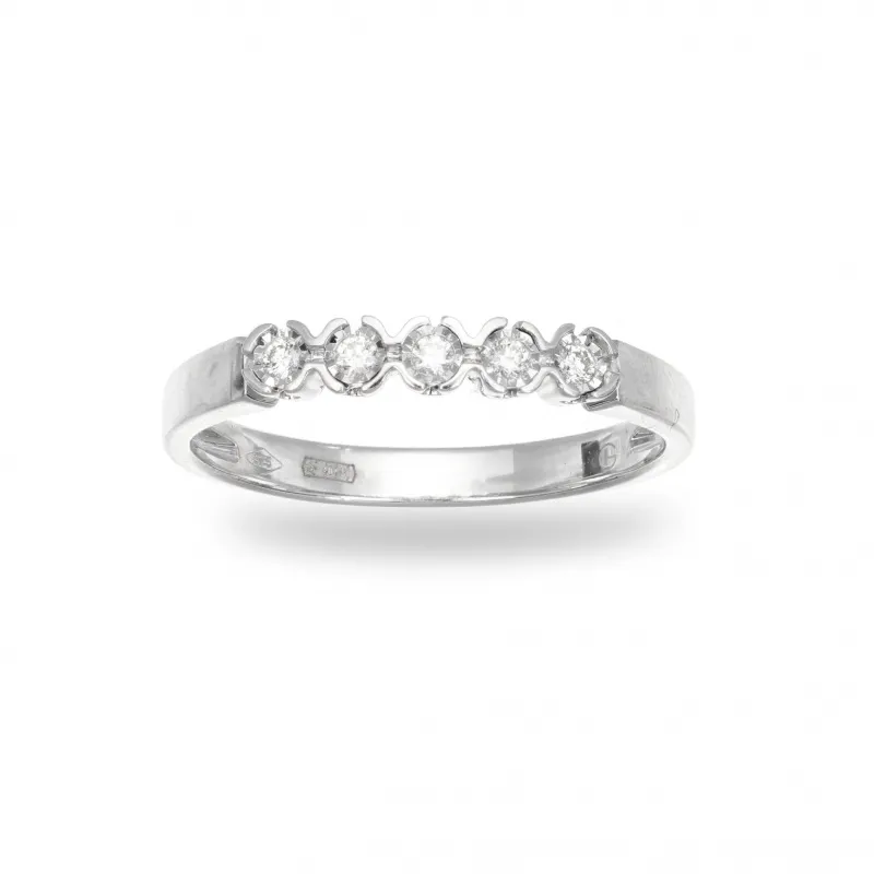 Anello Riviere Oro 375 con 5 Diamanti ct 0,08