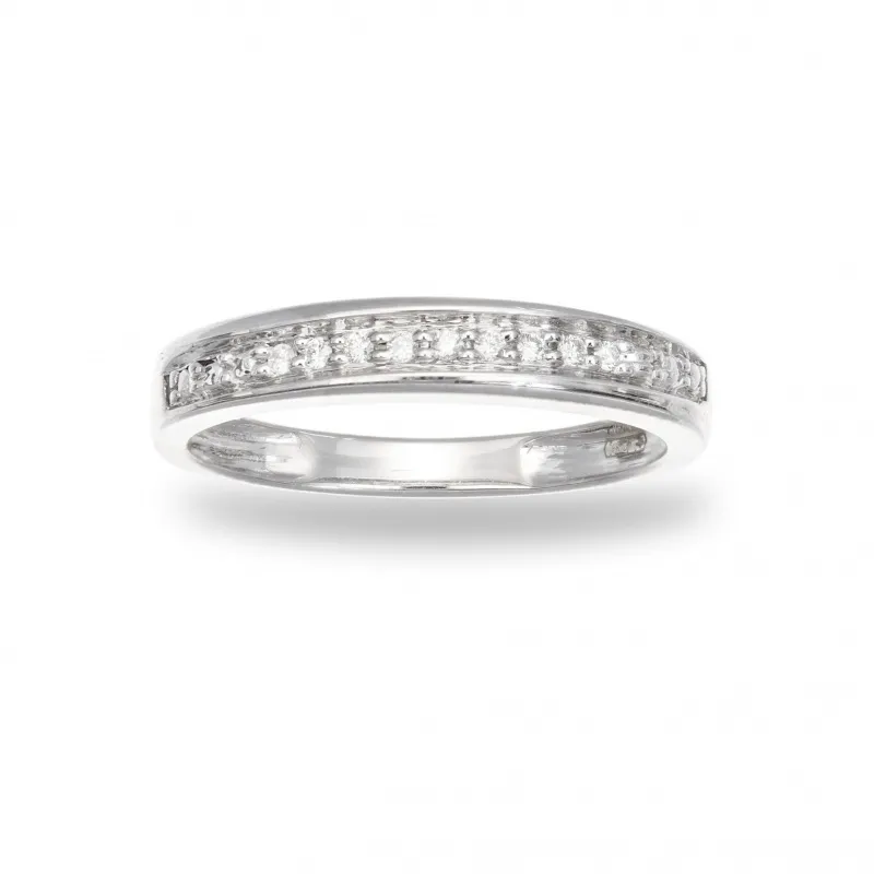 Anello Riviere Oro 375 con Pave' ct 0,05