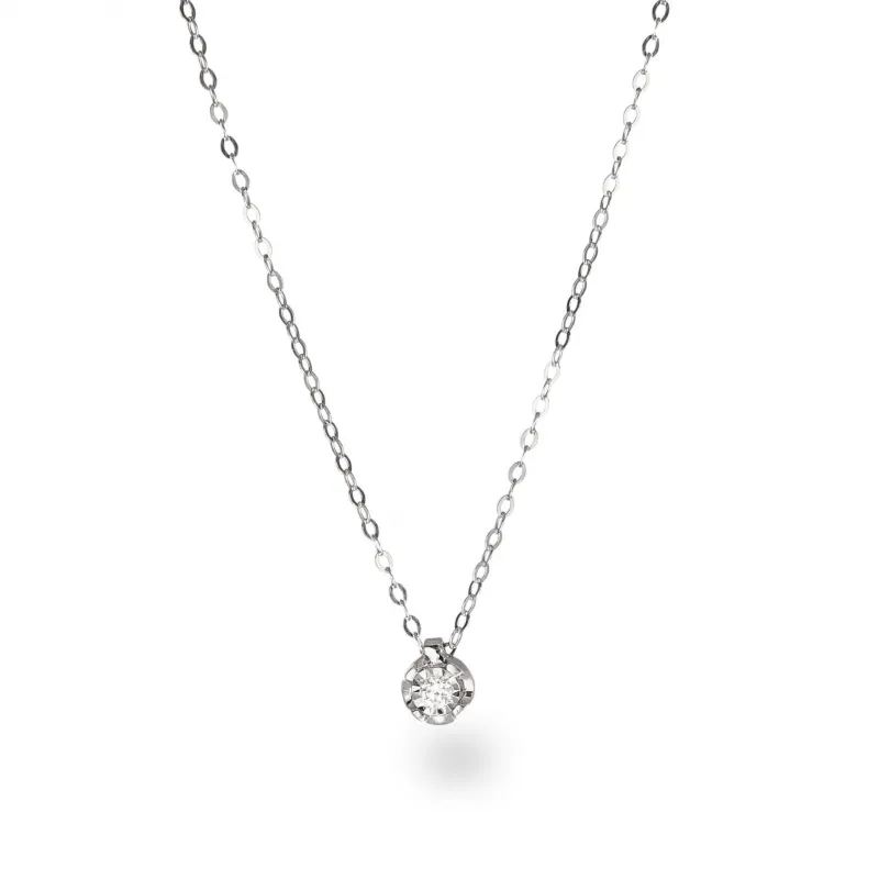 Collier Oro 375 Punto Luce ct 0.06