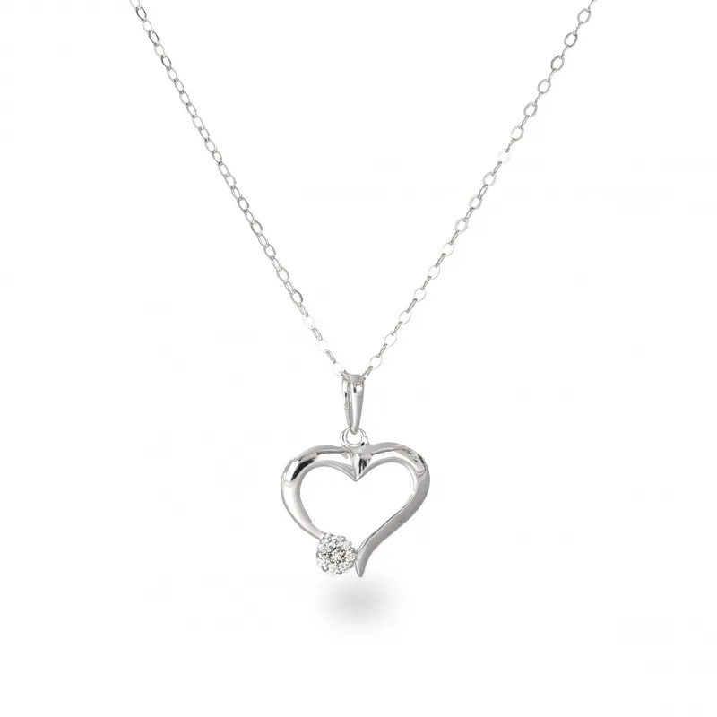 Collier a Cuore Oro 375 Dettaglio Pave' ct 0,04