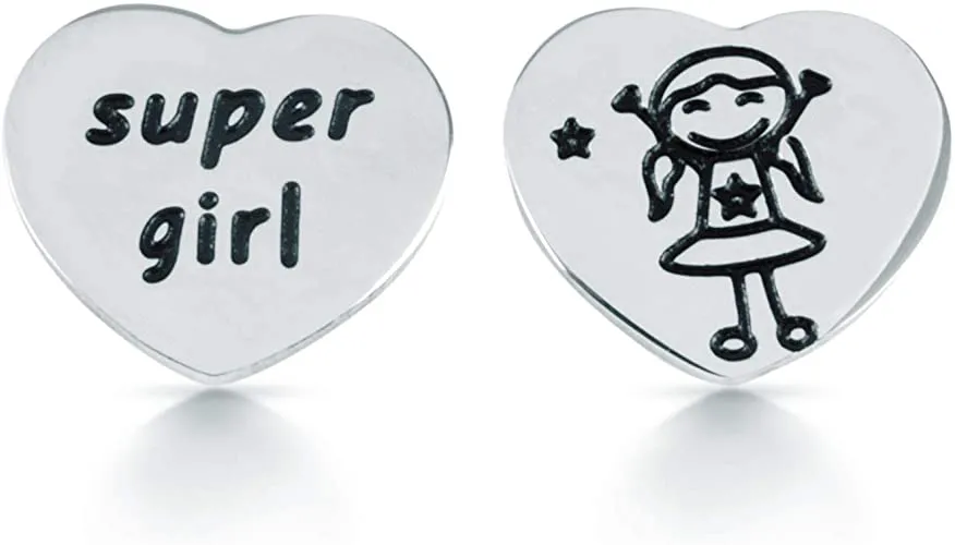 FEELINGS jewels Orecchini FE08AOL in acciaio a forma di cuore SUPER GIRL