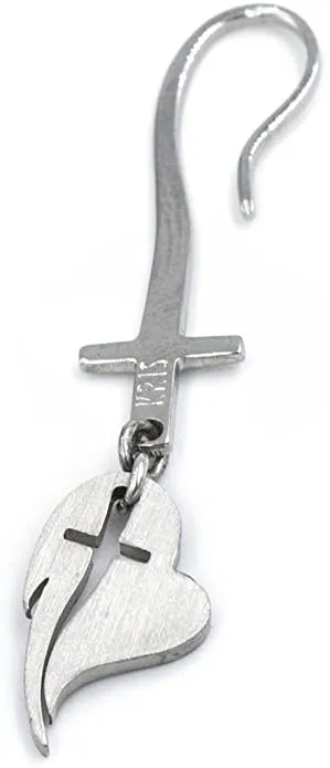 KRIS Monorecchino pendente da donna in Acciaio con cuore e Logo inciso