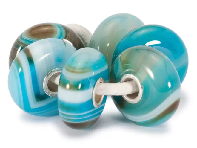 Trollbeads Bead Strisce Agata Azzurra