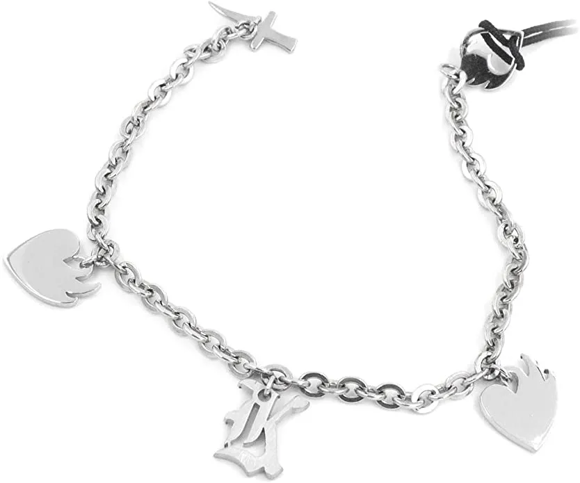 KRIS Bracciale Acciaio con charms cuore infuocato e K