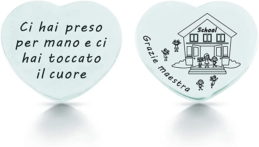 FEELINGS Jewels Orecchini FE17AOL in Acciaio a forma di cuore GRAZIE MAESTRA