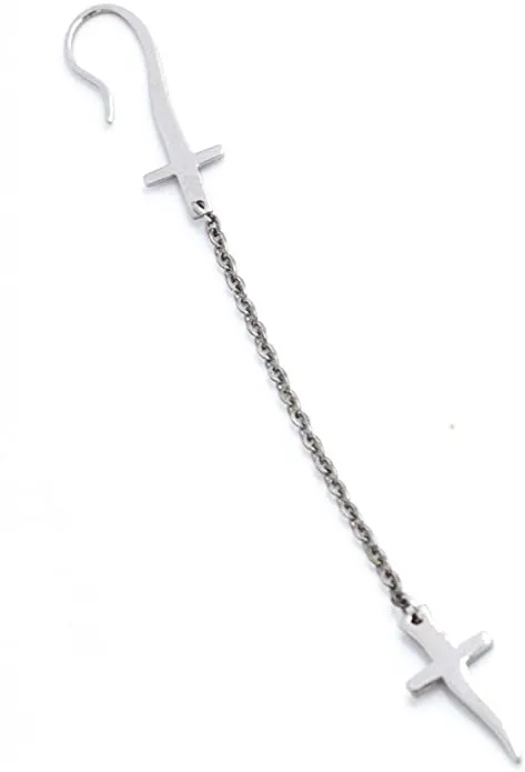 KRIS Monorecchino lungo con charm a forma di pugnale in Acciaio inox