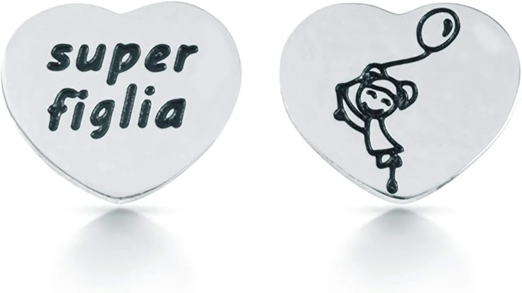 FEELINGS Jewels Orecchini FE04AOL in acciaio a forma di cuore SUPER FIGLIA