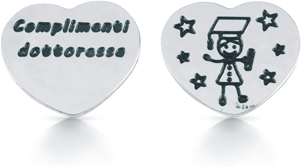 FEELINGS Jewels Orecchini FE13AOL in acciaio a forma di cuore COMPLIMENTI DOTTORESSA