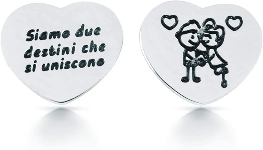 FEELINGS Jewels Orecchini FE03AOL in acciaio a forma di cuore SIAMO DUE DESTINI CHE SI UNISCONO