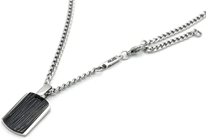 4US Gioielli 4UCL0542 Collana da Uomo in Acciaio con Targhetta in Stile Militare