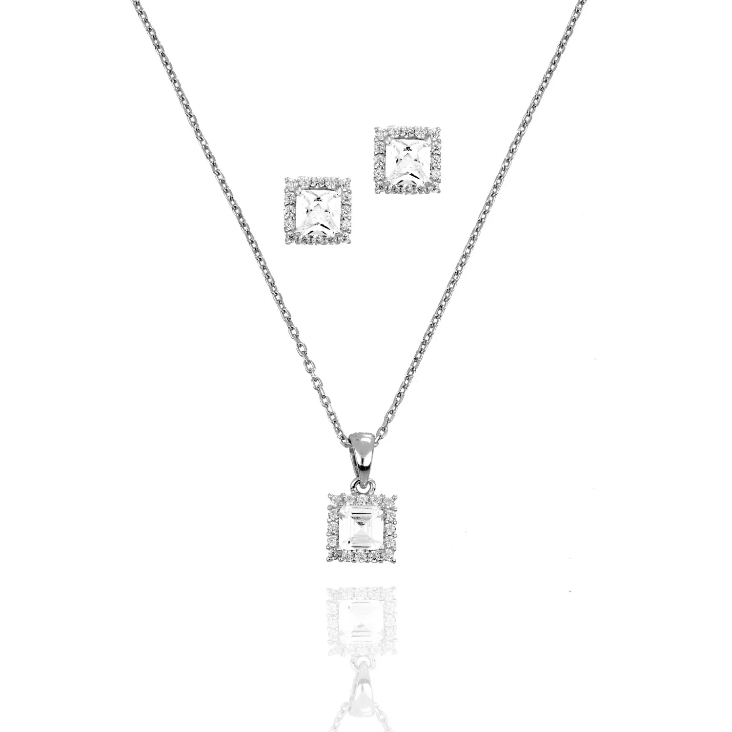 Parure in Argento 925 con Griffe Quadrata