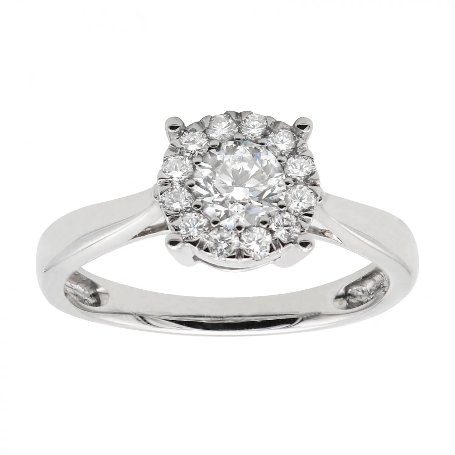 Anello Halo in Oro Bianco 750 con Diamanti