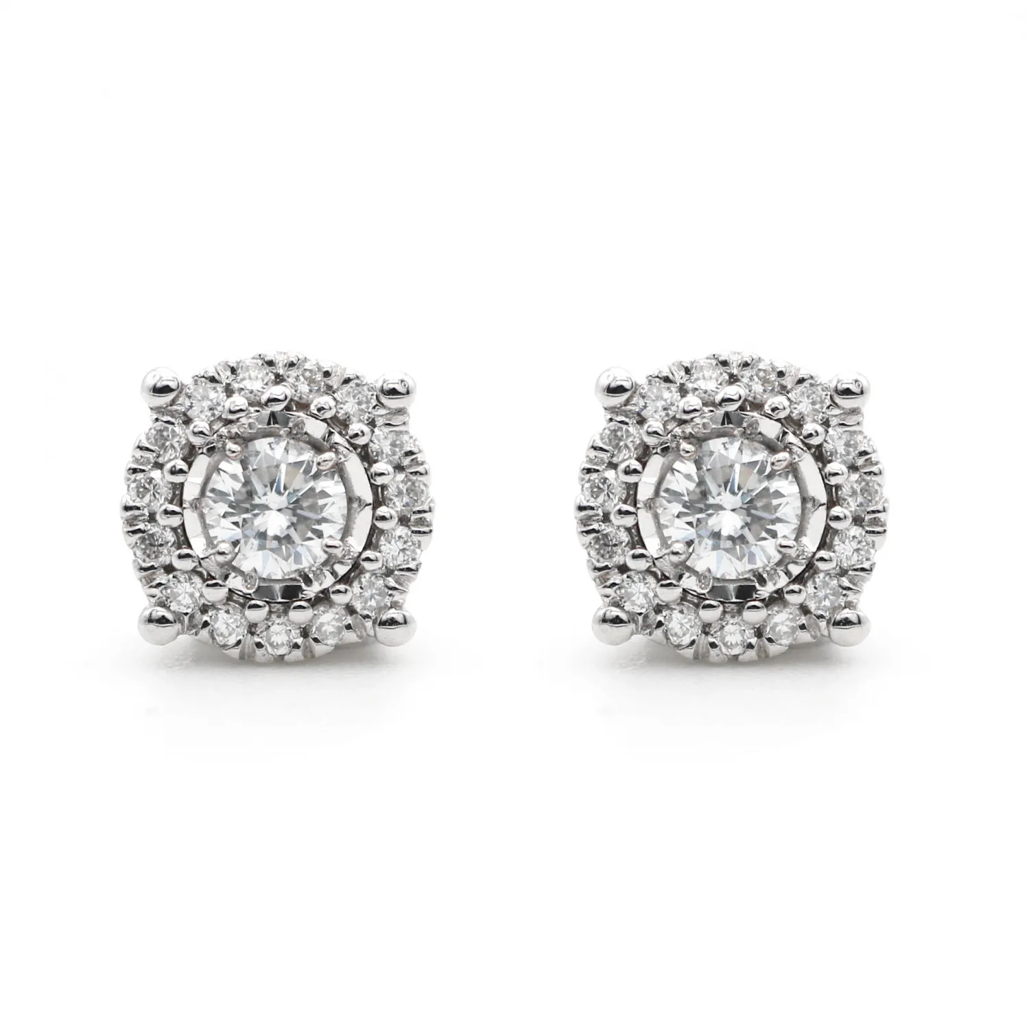 Orecchini Halo in Oro Bianco 750 con Diamanti