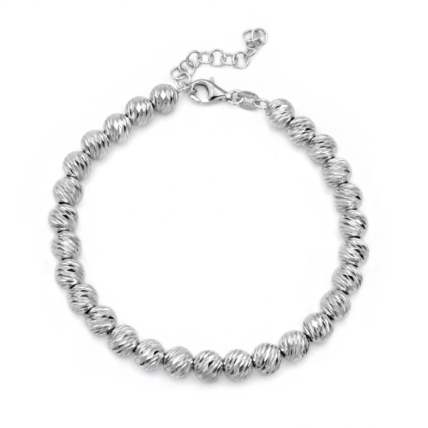 BRACCIALE IN ARGENTO 925 CON SFERE DIAMANTATE 6MM
