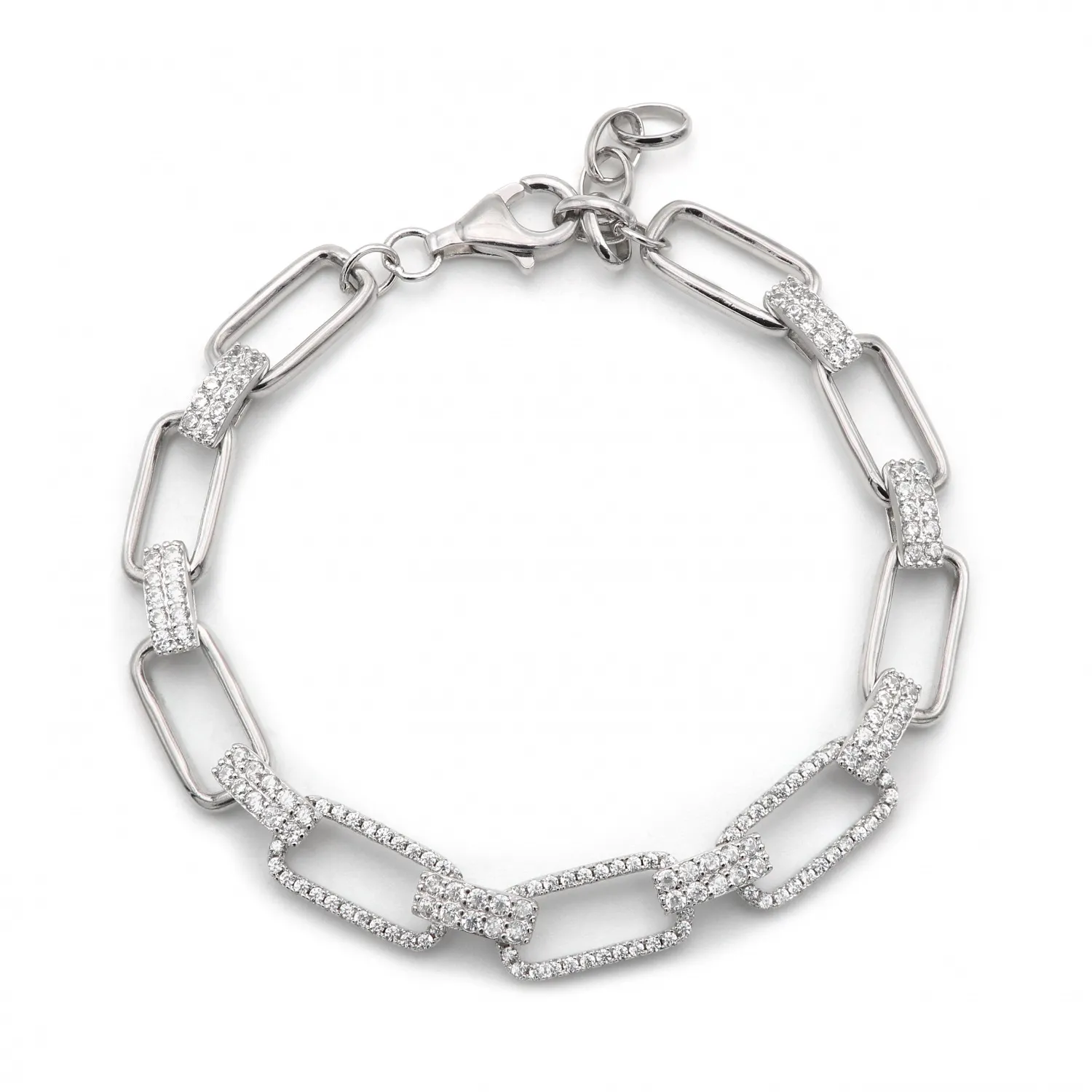 BRACCIALE ARGENTO 925 MAGLIA GRUMETTA RETTANGOLARE