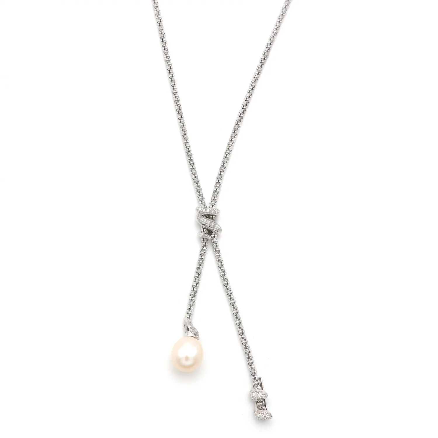 COLLANA ARGENTO 925 CRAVATTINA CON PERLA