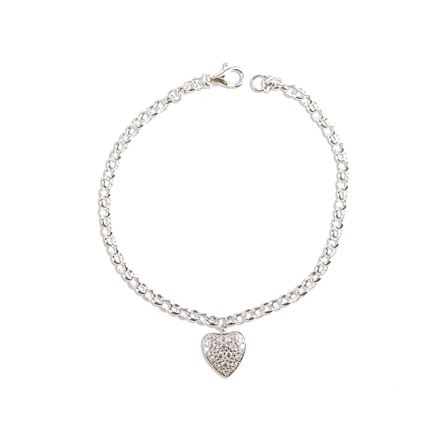 Bracciale in Argento 925 in Maglia Rolo' con Cuore