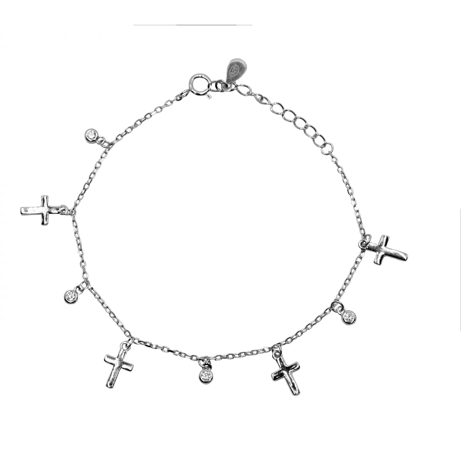 Bracciale in Argento 925 con Croci e Punti Luce