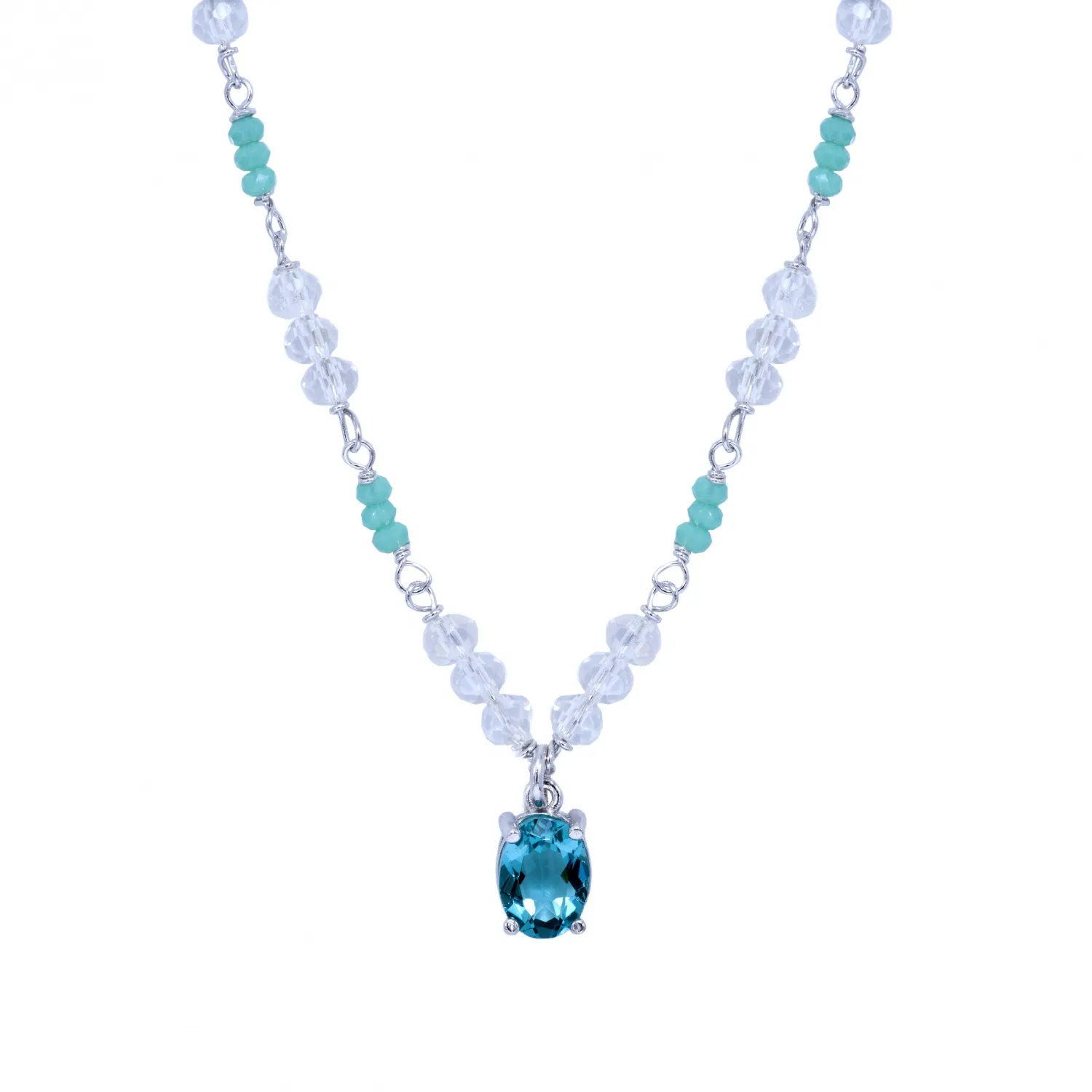 Collier in Argento 925 con Pietra Verde Acqua
