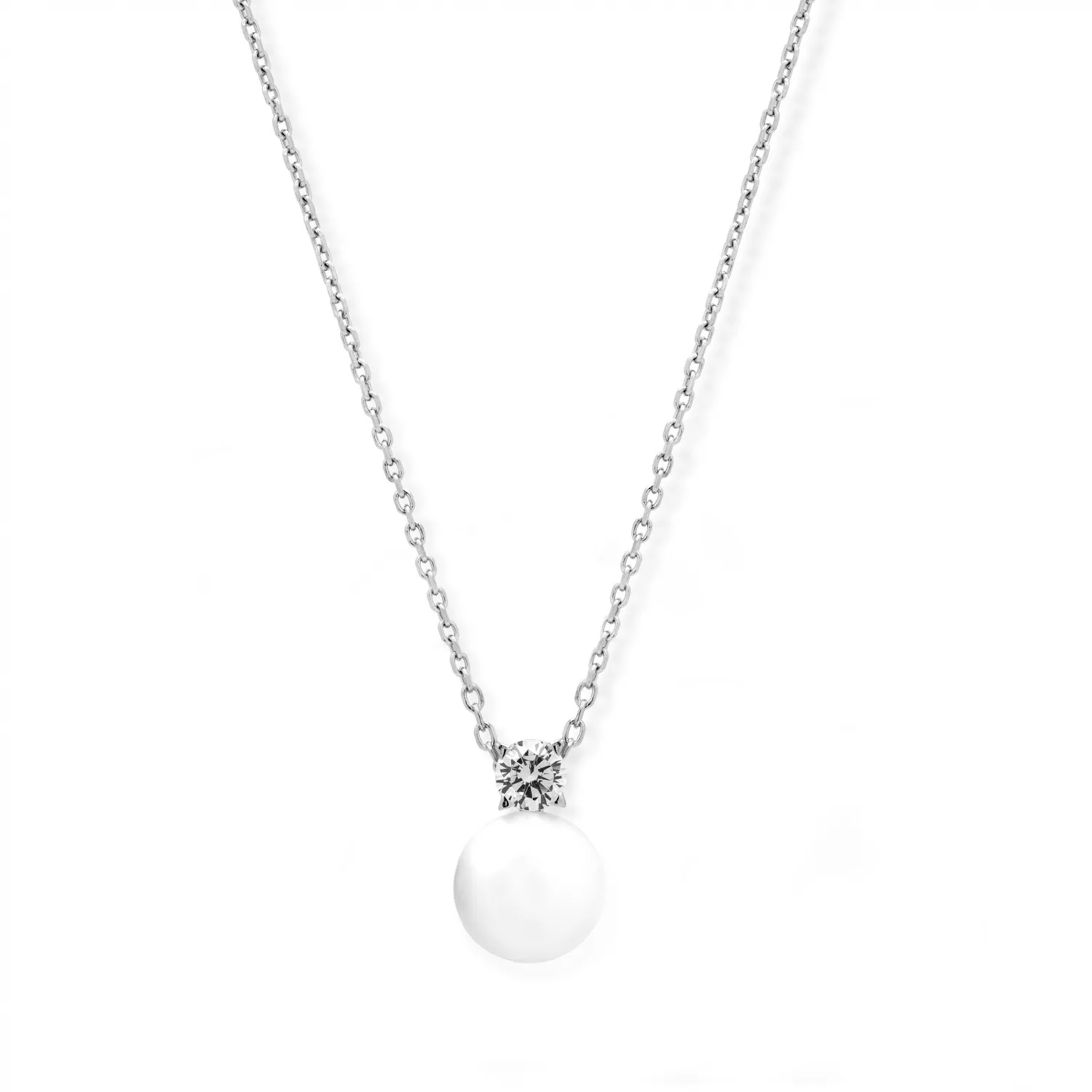 Collier in Argento 925 con Zircone e Perla Centrale