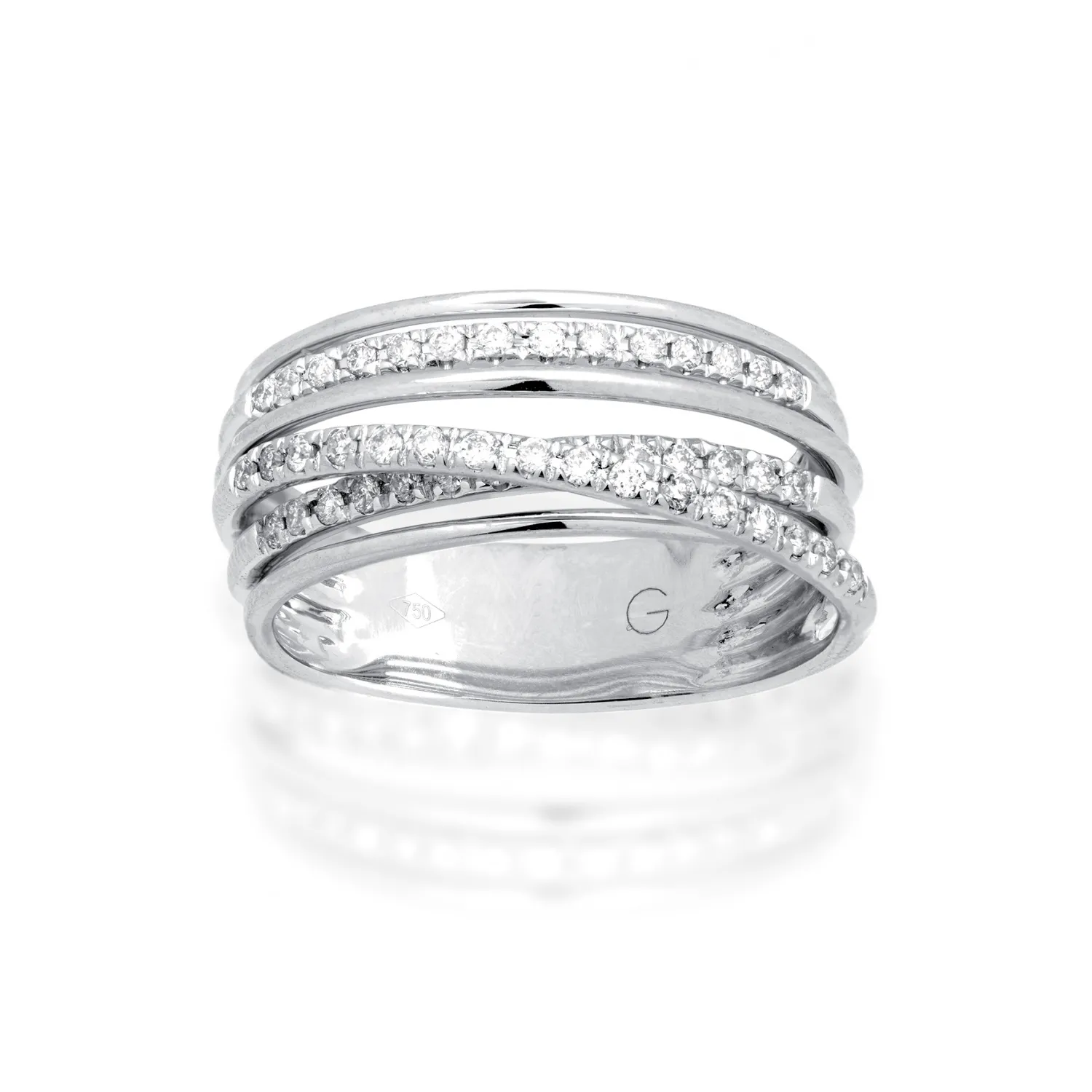 Anello a Fascia Incrociata con Diamanti