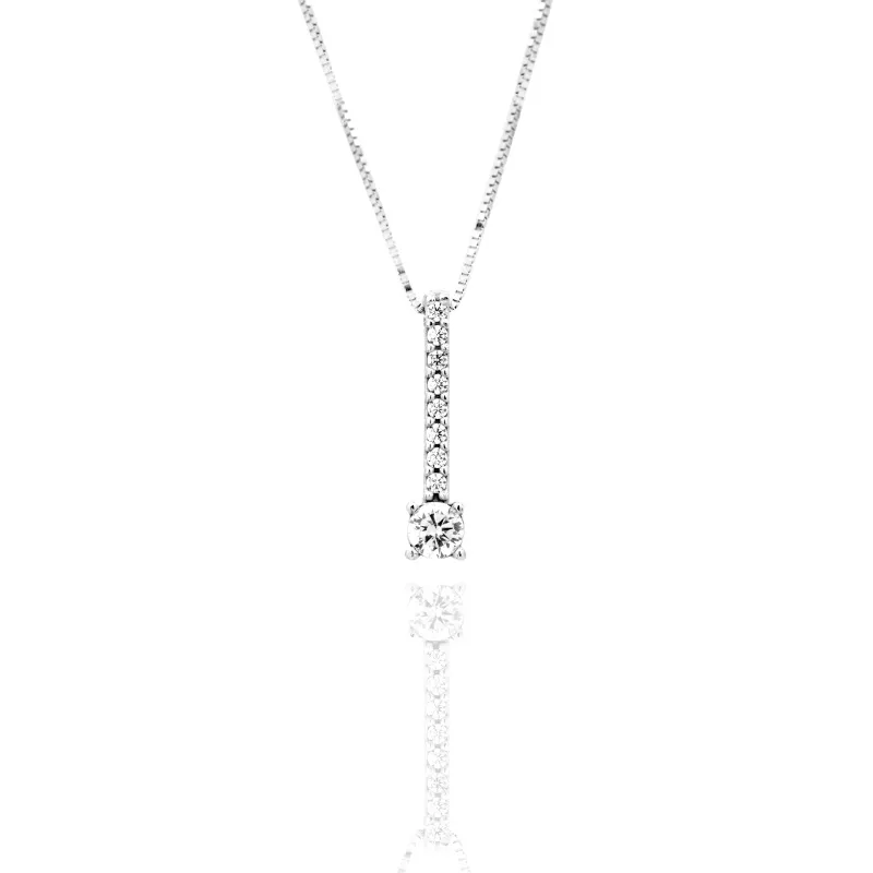 Collier in Oro 750 Punto Luce con Fila di Zirconi