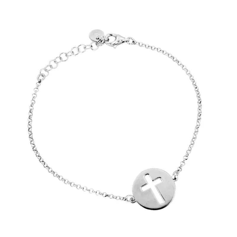 Bracciale Lastra Centrale con Croce in Argento 925