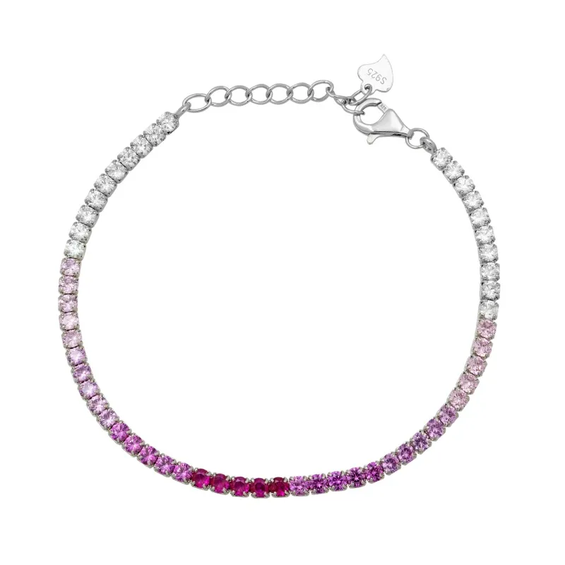 Bracciale Tennis in Argento 925 con Zirconi Sfumanti Rosa