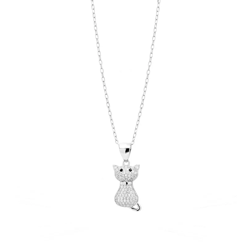 Collier in Argento 925 con Gatto Pavè