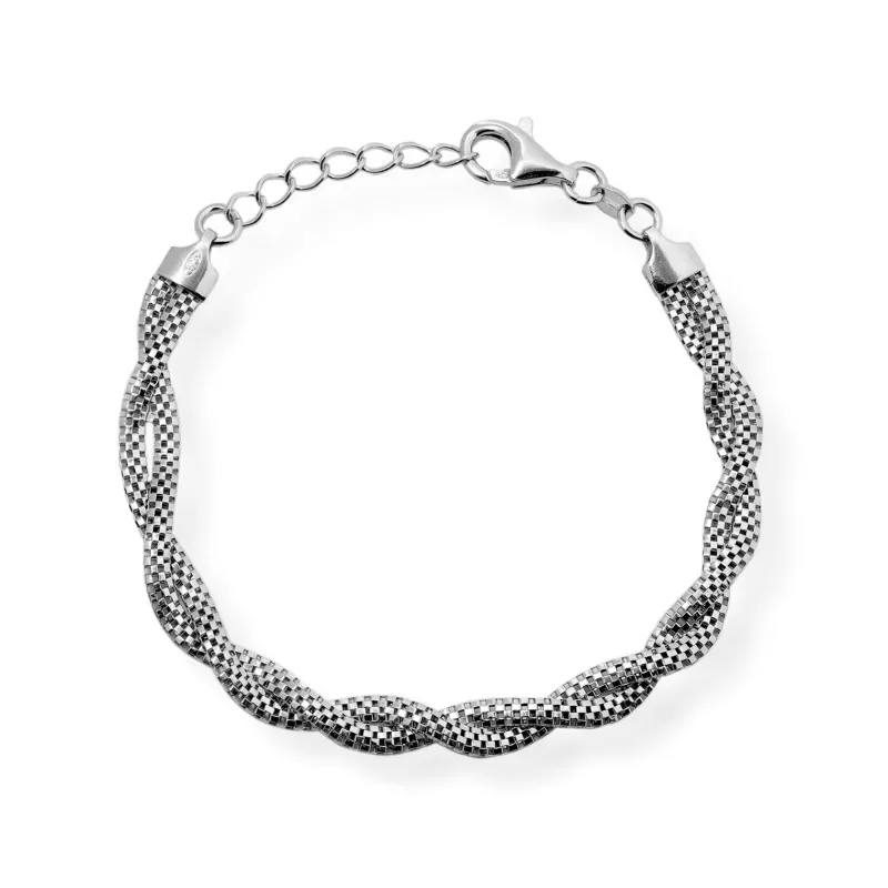 Bracciale in Argento 925 con Doppia Maglia Intrecciata