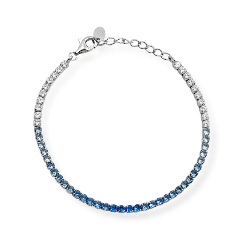 Bracciale Tennis in Argento 925 con Zirconi Sfumanti Blu