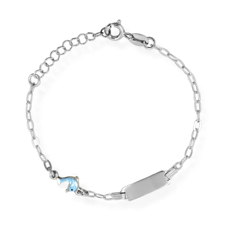 Bracciale Bimbo in Argento 925 Targa Delfino Azzurro