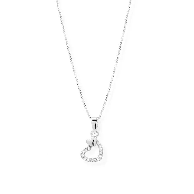 Collier in Argento 925 Cuore Zirconi Piccolo
