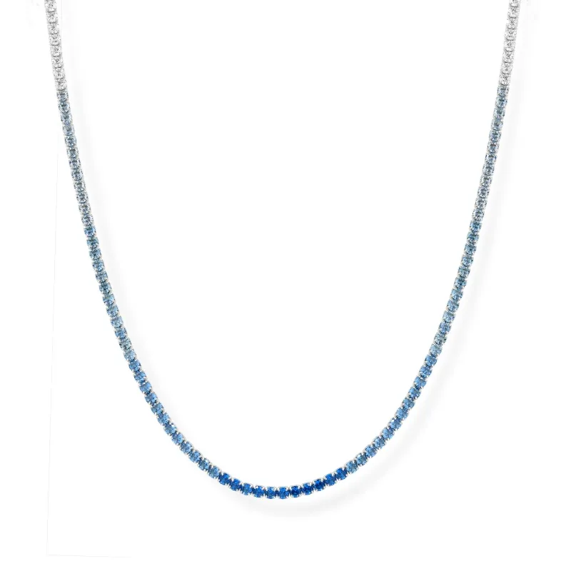 Collier in Argento 925 modello Tennis con Zirconi Sfumati Blu