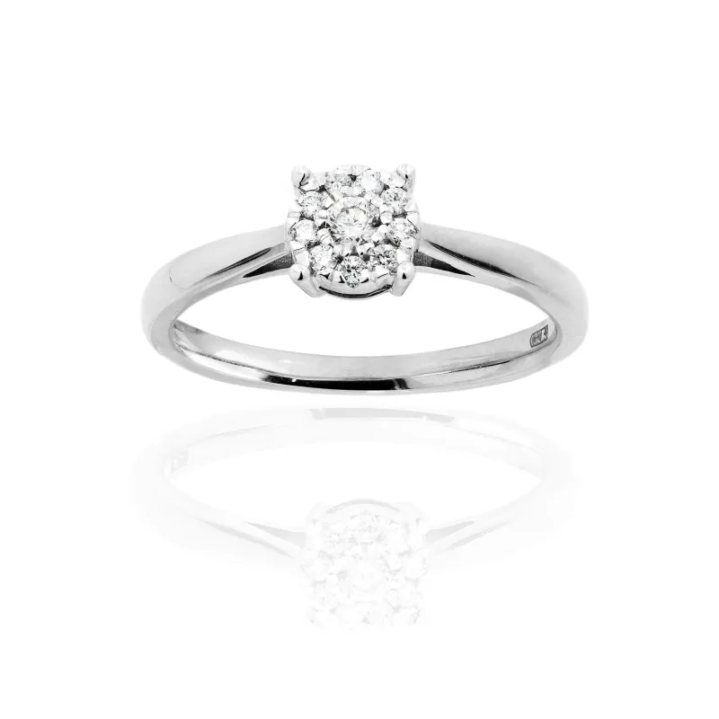 Anello Halo con Diamanti ct 0,15