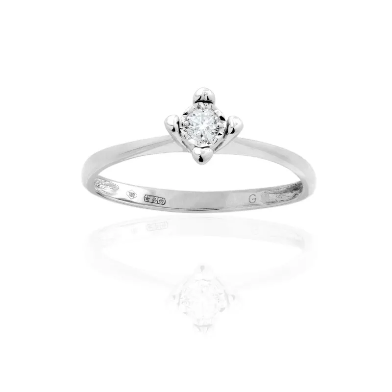 Anello Solitario 4 griffes con Diamante ct 0,08