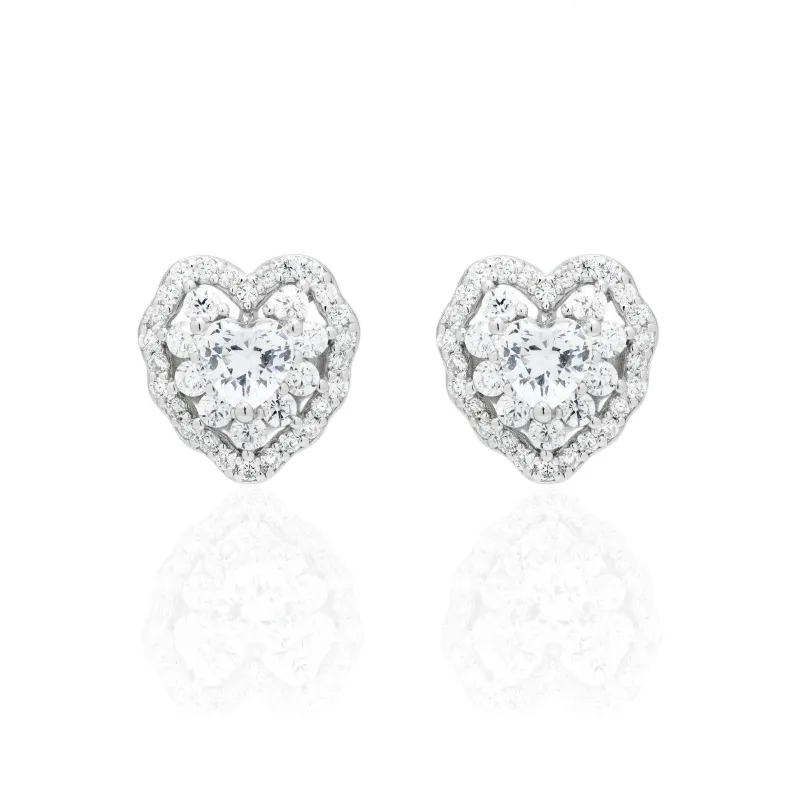 Orecchini in Argento 925 a Bottone Cuore