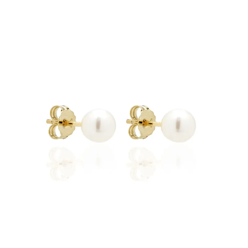 Orecchini Bottone in Oro 750 con Perle 7 mm