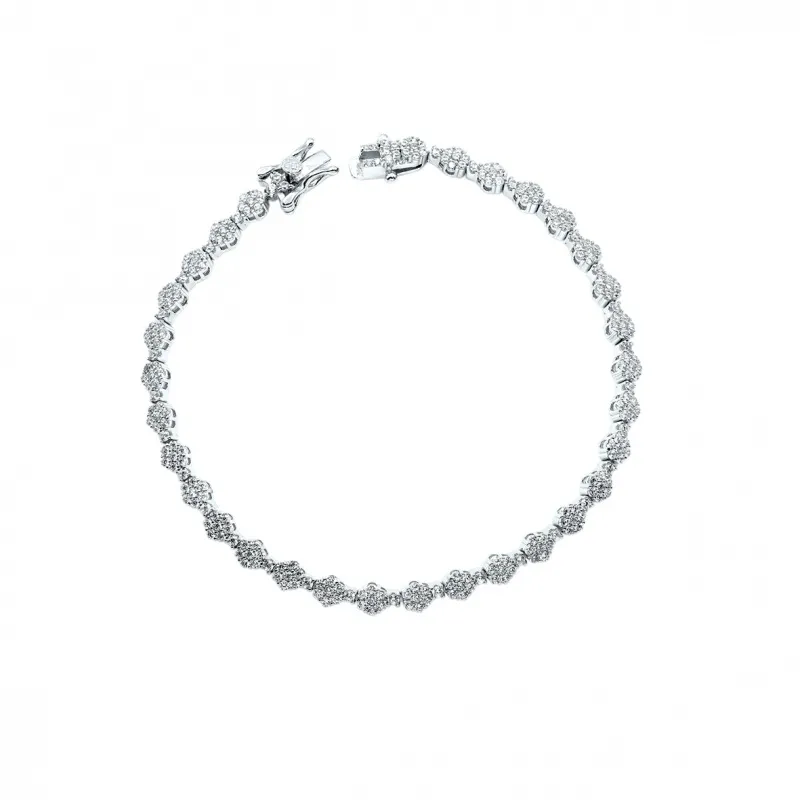 Bracciale in Argento 925 Tennis con Griffes a Fiore