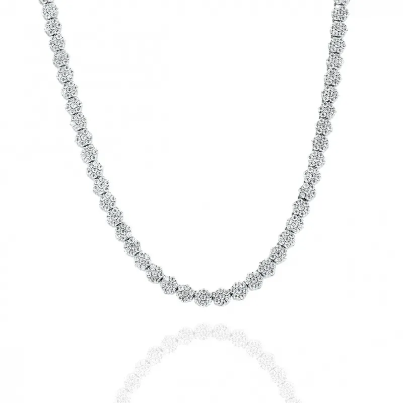 Coller in Argento 925 Tennis con Griffes a Fiore