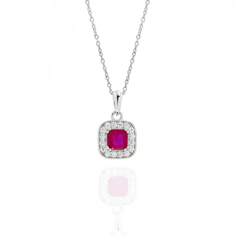 Collier in Argento 925 Punto Luce Squadrato Rosso