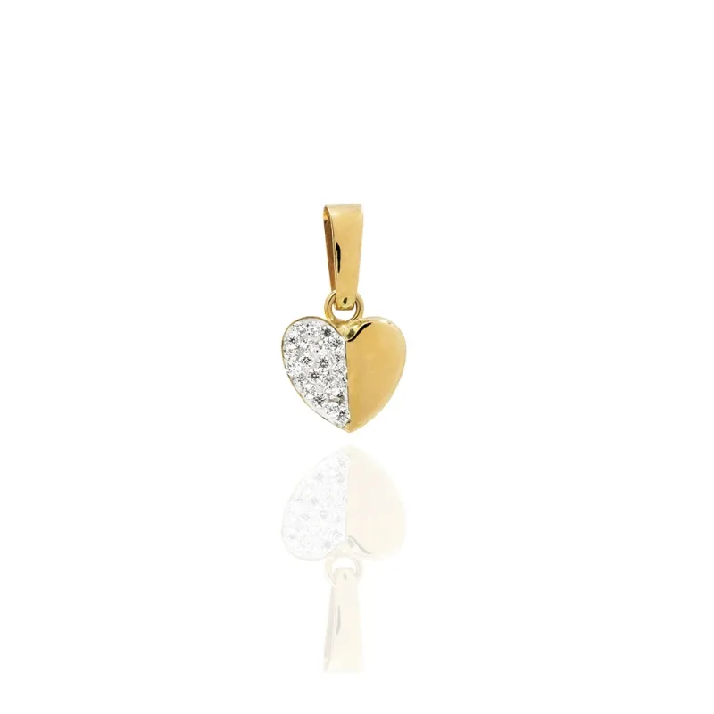 Pendente a Cuore in Oro 750 con Strass
