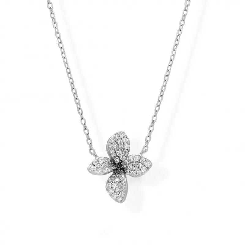 Collier in Argento 925 Fiore Pavè
