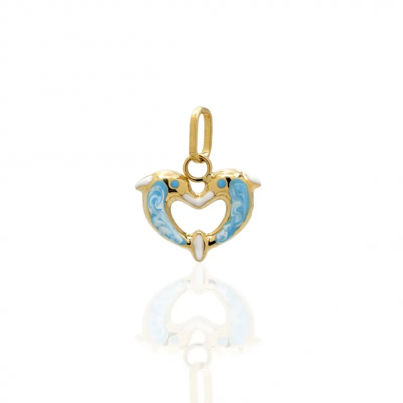Pendente in Oro 750 Cuore e Delfini