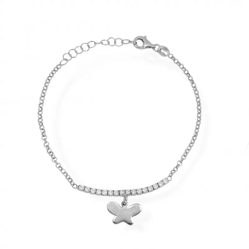 Bracciale in Argento 925 con Centrale Tennis con Farfalla