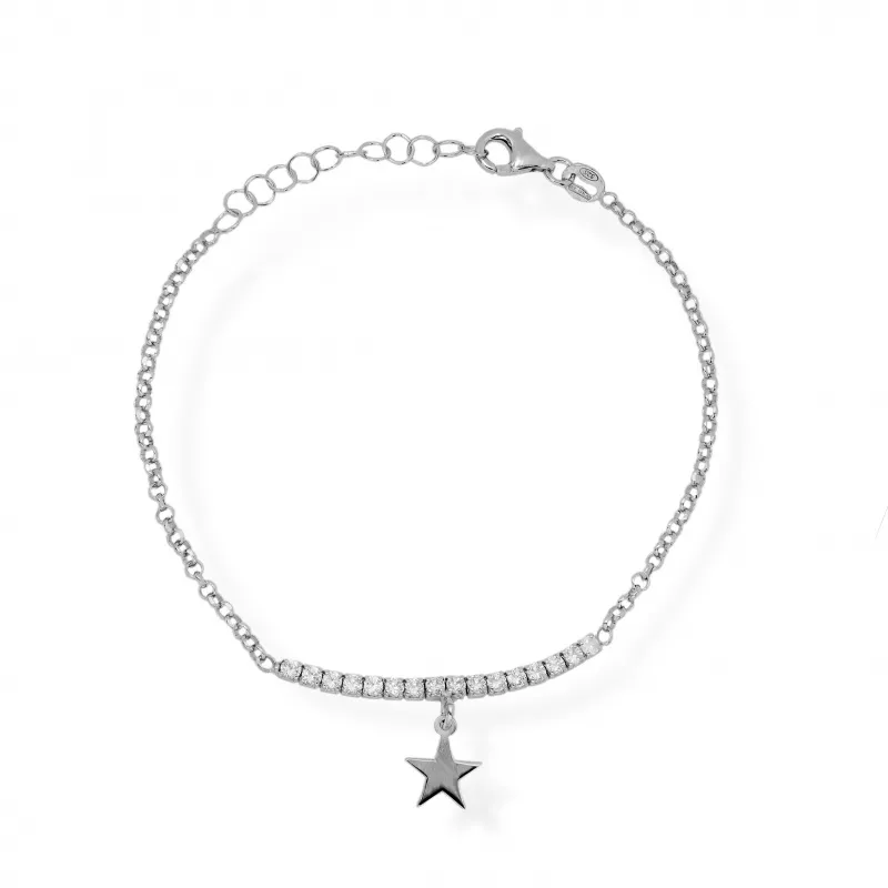 Bracciale in Argento 925 con Centrale Tennis e Stella