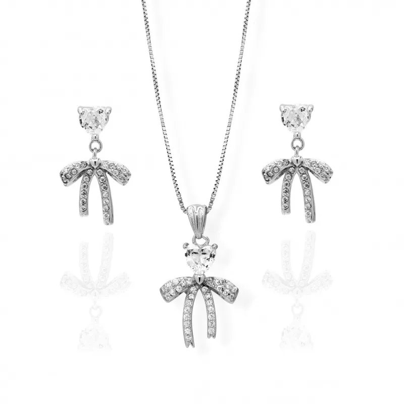 Parure in Argento 925 Cuore con Fiocco