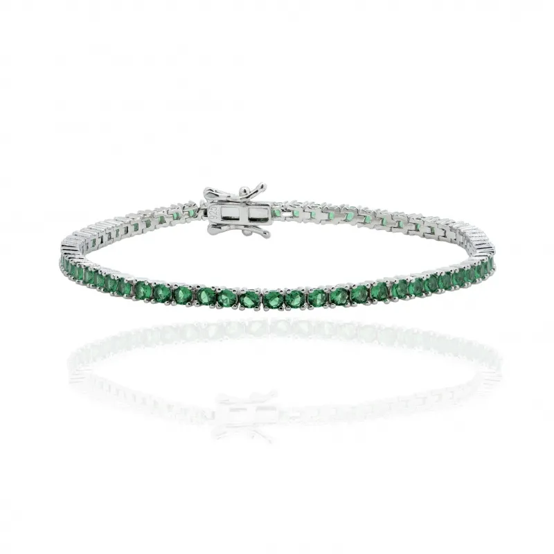 Tennis in Argento 925 Zirconi Verdi 2,5 mm